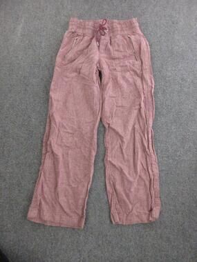 Athleta Sweatpants Womens 10 Pink Linen Cabo Wide Leg Elastic Waist Casual